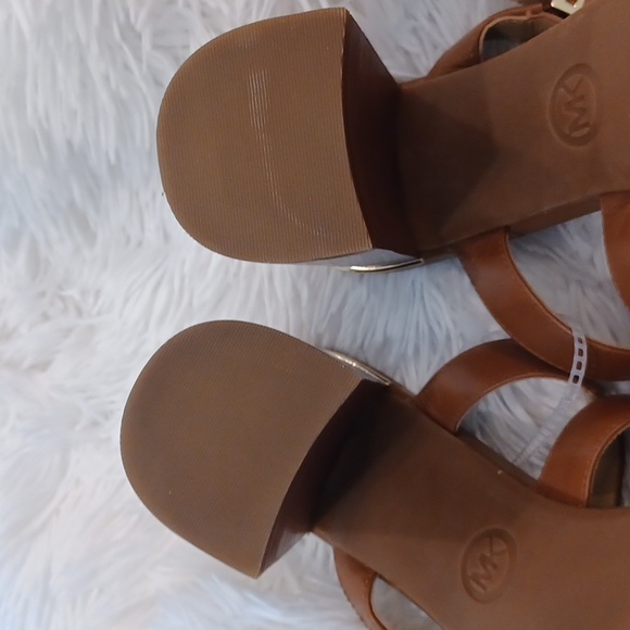 MICHAEL KORS JAGGER Leather Slide Slip On High Heels Brown NEW SZ 9.5 - Picture 16 of 16